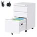 Aobabo 3 Drawer File Cabinet with Wheels Under Desk Metal Rolling Filing Cabinet with Lock for Home Office Fully Assembled White