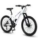 iYofe 26 inch Mountain Bike for Women Shimano 21 Speed Mountain Bicycle with Dual Disc Brakes Front Suspension 86% Assembled White