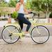 Women Bicycles with 7 Speed Comfort Hybrid 26 Inch Ladies Bicycle with Double Brake and Leather Saddle Steel Frame City Commuting Bicycle 66.5 L x 45.7 W x 22.05 H Yellow