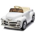 CIYOYO 12V Kids Ride On Truck Car with Bluetooth and LED Lights Parents Control Vintage Modeling 3 Speeds White