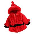 Girls Long Winter Coats Winter Warm Thick Patchwork Bow Tie Long Sleeve Hooded Girls Windbreaker Jackets Red 100