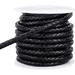 5.5 Yards 5mm Round Braided Genuine Leather String Black Round Folded Braided Round Braided Cord with Spool for DIY Handmade Necklace Bracelet Jewelry Making Crafts Findings