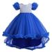 OGLCCG Girls Sequin Party Princess Dress Lace Tulle Short Sleeve Party Wedding Pageant Bridesmaid Tutu Dress Evening Ball Gown (4-12T)