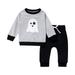 YDOJG Boy Clothes Outfit Set Toddler Kids Outfit Prints Long Sleeves Tops Sweatershirt Pants 2Pcs Set Outfits For 12-18 Months