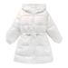 Toddler Winter Coat Winter Warm Thick Solid Long Sleeve Padded Hooded Girls Windbreaker Jackets White 120