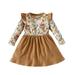 HIBRO Floral Shirt Toddler Girl Toddler Kids Girls Floral Prints Flare Long Sleeves Princess Dress