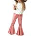 Quealent Month for Baby Girl Ruffles Denim Jeans for Kids Girls Flare Pants Ripped Trousers Bell 16Y Girls Pants Teen Denim Girls Pants Pink 5-6 Years