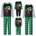 Xkwyshop Christmas Family Pajamas Matching Set Green Elf Hand Print Tops with Plaid Pants Sleepwear XMAS Jammies