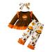 HOANSELAY 0-3Y Baby Girls Outfits Thanksgiving Turkey Print Long Sleeve Sweatshirt Pants Headband Set Infant 3 Piece Suits