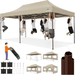 COBIZI 10x20 Heavy Duty Canopy with Sidewalls Ez Pop up Canopies Folding Protable Party Tent Outdoor Sun Shade Wedding Gazebos with Roller Bag Khaki