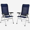 Set Of 2 Patio Chairs Folding Outdoor Chairs High Back Recliner With Headrest And Armrests 7 Levels Adjustable Camping Chairs Safe Lock Lawn Chairs Porch Balcony Furniture Blue