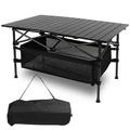 Folding Camping Table Portable Lightweight Aluminum Roll-up Picnic BBQ Desk with Carrying Bag Heavy Duty Outdoor Beach Backyard Party Patio