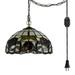 FSLiving Hanging Swag Lamp Portable Tiffany Style Red Rose Pendant Light Stained Glass Baroque Style Colorful Chandelier with 20ft Plug-in UL On/Off Dimmer Switch Iron Cord Customizable - 1 Pack