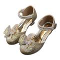 Girls Princess Shoes High Heeled Shinning Lace Bowknot Decoration Shoes Party Festival Wedding Flower Children Dance Shoes