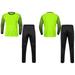 Aislor Big Boys Goalkeeper Soccer Jersey and Pants Sponge Padded Protective Football Goalie Keeper Age 7-12 A Fluorescent Green 9-10