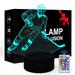 Birthday Gift for 4 5 6 Girls Boys Hockey Player 3D Night Light Color Changing Illusion Lamp for Children Boys Kids Toy Age 3 4 5 6 Sport Fan Best Gift Children Night Light for 5-9 Year Old Kid Boy