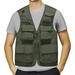 Aayomet Mens Vests Outerwear Emergency Field Fishing Multi Pocket Vest (Green L)