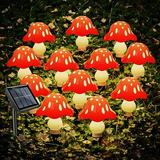 Outdoor Solar Garden Lights LED Solar Mushroom Lights Outdoor 8 Modes Waterproof Solar Powered Landscape Light(Red-6 LED)