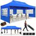 HOTEEL 10x20 Pop up Heavy Duty Canopy with 6 Sidewalls Waterproof Commercial Tent Outdoor Gazebo for Wedding Party with Wheeled Bag Blue