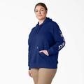 Dickies Women's Plus Water Repellent Sleeve Logo Hoodie - Surf Blue Size 1X (FWW22)