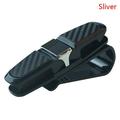 (Silver) 1Pc Glasses Holder For Car Sun Visor Sunglasses Clip Card Ticket Holder Eyeglasses Fastener Carbon Fiber Sunglasses Clip