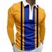 Male Casual Autumn Striped Print T Shirt Turn Down Collar Long Sleeve Tops T Shirt Cat Shirt Long Sleeve Undershirts for Men