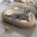 Cat Scratching Board Cat Sleeping Bed Pet Scratcher with Ball Toy Pet Supplies Training Toy Oval Cat Scratcher Pad Cat Scratcher Board Inner Single Color