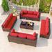 Kullavik 14 Pieces Outdoor Patio Furniture Set Sectional Rattan Sofa Set