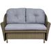 46" Taupe Gray Resin Wicker Deep Seated Double Glider with Gray Cushions