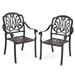 Gymax 2 Pieces Cast Aluminum Chairs Set of 2 Stackable Patio Dining