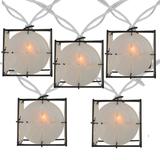 10 Pearlized White and Black Lantern Party Patio Christmas Lights - 7.5 ft White Wire - 7.5'