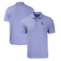 Men's Cutter & Buck Heather Royal Kansas City Royals Big Tall Forge Eco Heathered Stripe Stretch Recycled Polo