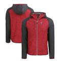 Men's Cutter & Buck Heather Charcoal/Red Texas Rangers Mainsail Full-Zip Hooded Jacket