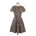 Kate Spade New York Casual Dress - Mini Crew Neck Short sleeves: Tan Leopard Print Dresses - Women's Size 2