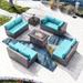 Kullavik 10 Pieces Outdoor Patio Furniture Set with Fire Pit Table