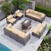 Kullavik 12 Piece Outdoor Patio Furniture Set with Fire Pit Table