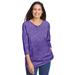 Plus Size Women's Perfect Printed Three-Quarter Sleeve V-Neck Tee by Woman Within in Petal Purple Floral Paisley (Size 42/44) Shirt