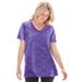 Plus Size Women's Perfect Printed Short-Sleeve V-Neck Tee by Woman Within in Petal Purple Floral Paisley (Size 3X) Shirt