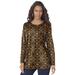 Plus Size Women's Long-Sleeve Crewneck Ultimate Tee by Roaman's in Warm Flower Medallion (Size 6X) Shirt