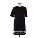 Casual Dress - Shift Crew Neck Short sleeves: Black Print Dresses - Women's Size Medium