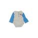 Carter's Long Sleeve Onesie: Gray Color Block Bottoms - Size 12 Month