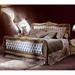 David Michael Tufted King Standard Bed Wood & Upholstered/Silk/ in Brown/Yellow | 57 H x 85 W x 86 D in | Wayfair AC-21030-21