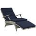 Modway Recliner Patio Chair w/ Cushions Wicker/Rattan in Gray | 35.5 H x 25.5 W x 25.5 D in | Wayfair 889654098706