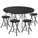 MoNiBloom 7 Pieces 5 FT Folding Round Outdoor Table & Chair Set, Heavy Duty Banquet Wedding Event Desk & Stools Plastic/Metal in Black | Wayfair