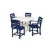 POLYWOOD® La Casa Café 5-Piece Farmhouse Outdoor Dining Set w/ Trestle Legs Plastic in White/Blue | Wayfair PWS436-1-10592