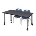 Regency Romig Kee Adjustable Height Rectangle 2-Student Activity Table & Chair Set Laminate/Metal in Gray | 34 H x 48 D in | Wayfair