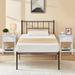 Vecelo Iron Platform Configurable Bedroom Set Metal in White | 38.6 H x 39.4 W x 77.7 D in | Wayfair KHD-T39-BLK&KHD-DC-NS01-WHT-A2