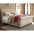 Greyleigh™ Ballwin Tufted Low Profile Sleigh Bed Upholstered/Polyester in White | California King | Wayfair 949F2FB221C243C399EB89A6AB8392A7