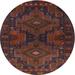 Brown/Gray Round 8' Indoor Area Rug - East Urban Home Contemporary Brown/Violet/Gray Area Rug Polyester/Wool | Wayfair