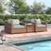 Lark Manor™ Ambroselli 3 Piece Rattan Seating Group w/ Cushions Synthetic Wicker/All - Weather Wicker/Wicker/Rattan in Brown | Outdoor Furniture | Wayfair